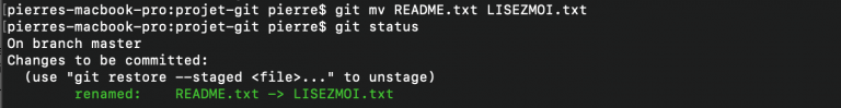 git mv renommage fichier