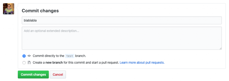 modifier dépôt GitHub commit