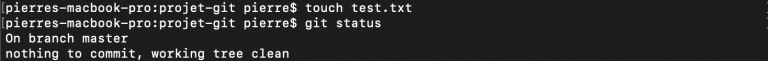 reajout fichier touch git status