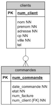 DSD de la relation 1 à 0 : N